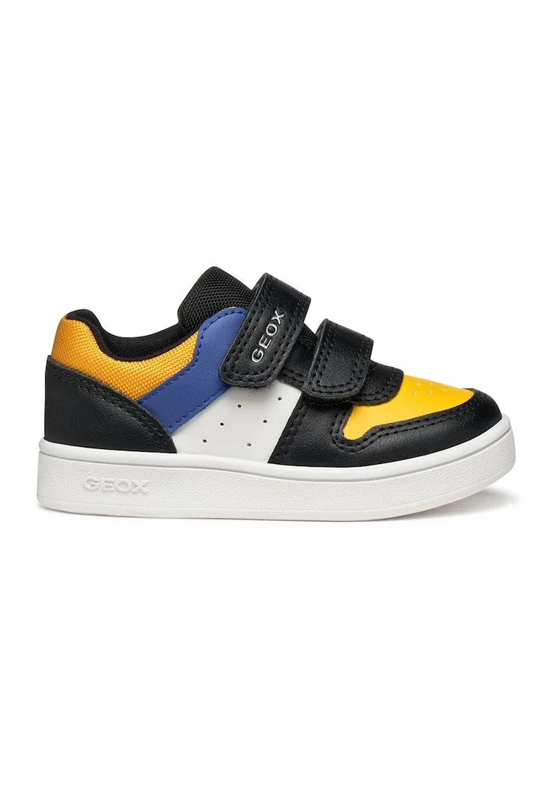 Pantofi sport din piele ecologica cu garnituri din material textil, Negru/Galben