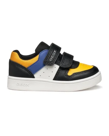 Pantofi sport din piele ecologica cu garnituri din material textil, Negru/Galben