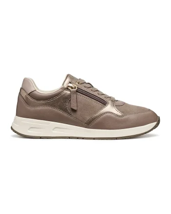 Pantofi sport cu garnituri de piele intoarsa, Auriu/Maro taupe