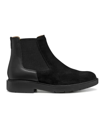 Ghete Chelsea de piele si piele intoarsa, Negru