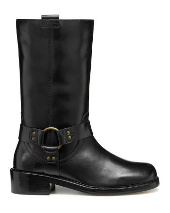 Cizme mid-calf de piele, Negru