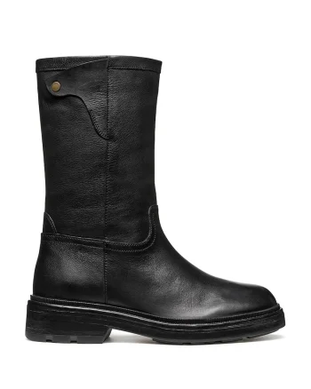 Cizme mid-calf de piele, Negru