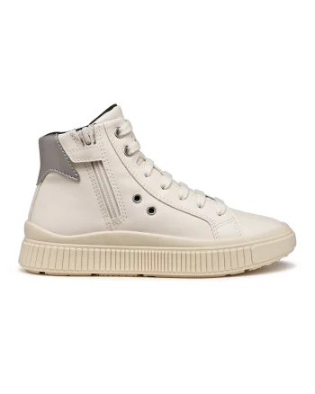 Tenisi mid-high cu fermoar, Gri deschis/Crem