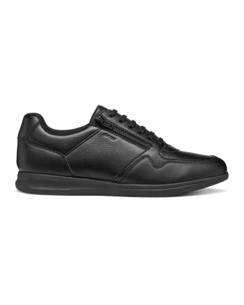 Pantofi sport cu fermoar si insertii de piele, Negru