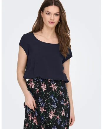 Bluza vaporoasa cu maneci scurte Nova, Albastru ultramarin