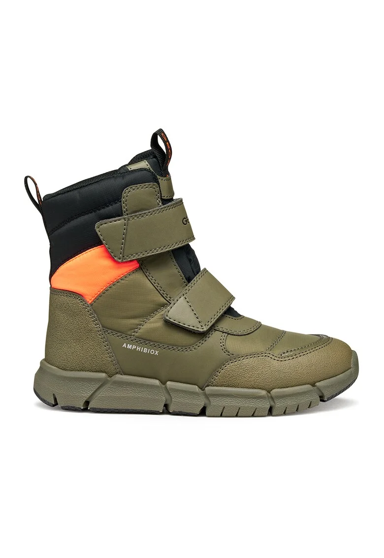 Ghete impermeabile de iarna cu velcro Flexyper ABX, Portocaliu mandarina/Verde masliniu