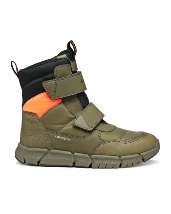 Ghete impermeabile de iarna cu velcro Flexyper ABX, Portocaliu mandarina/Verde masliniu