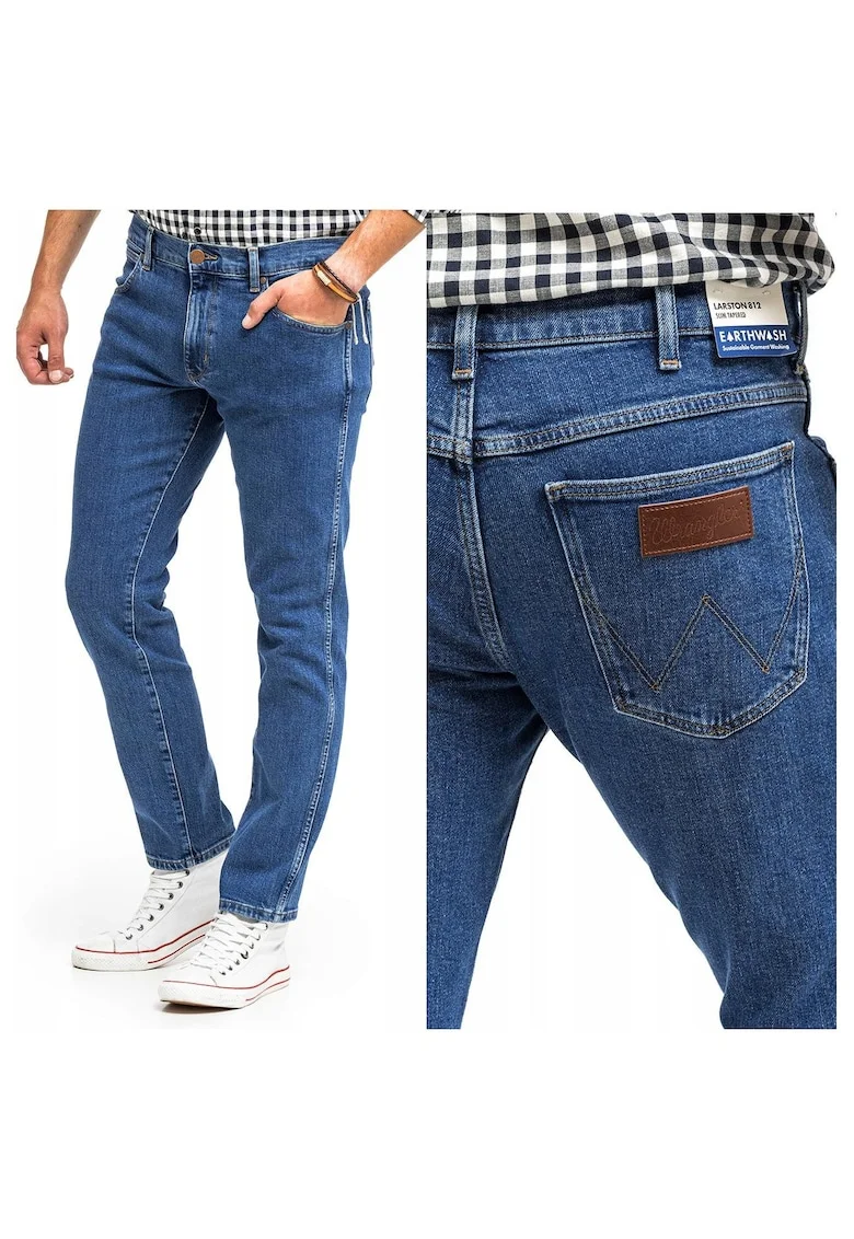 Blugi Barbati,  Larston, W36-L32, 100% Bumbac, Fermoar, Lungi, Talie Joasa, 5 Bunzuare, High-Quality, Albastru