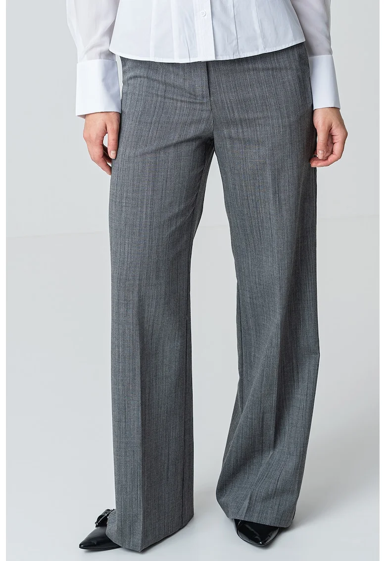 Pantaloni de lana cu croiala ampla, Gri inchis