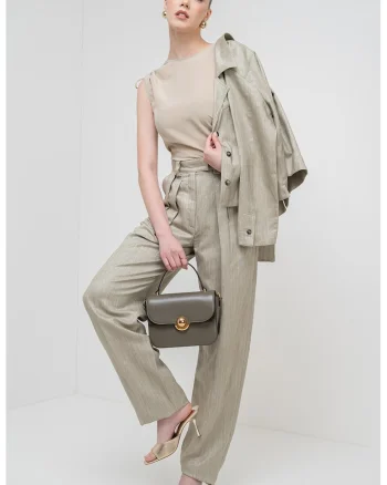 Bluza slim fit de matase, Kaki