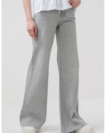 Blugi de denim cu croiala ampla, Gri deschis