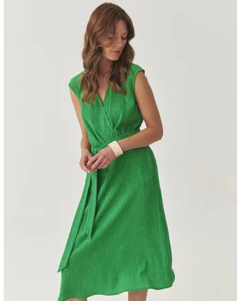 Rochie petrecuta din amestec de lyocell cu model texturat, Verde aquamarin