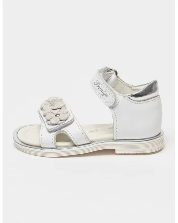 Sandale din piele cu velcro, Alb optic