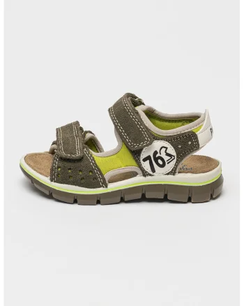 Sandale din piele intoarsa cu velcro, Kaki
