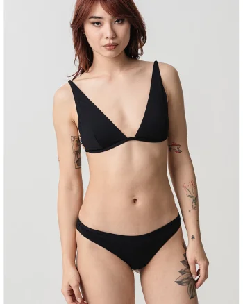 Costum de baie in doua piese cu cupe triunghiulare, Negru
