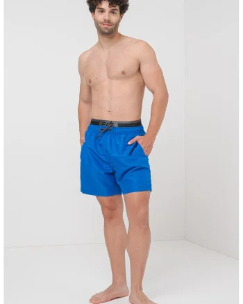 Pantaloni scurti de baie cu banda dubla in talie, Albastru royal
