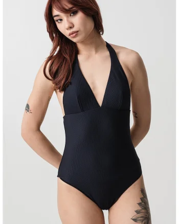 Costum de baie intreg cu decolteu halter, Bleumarin