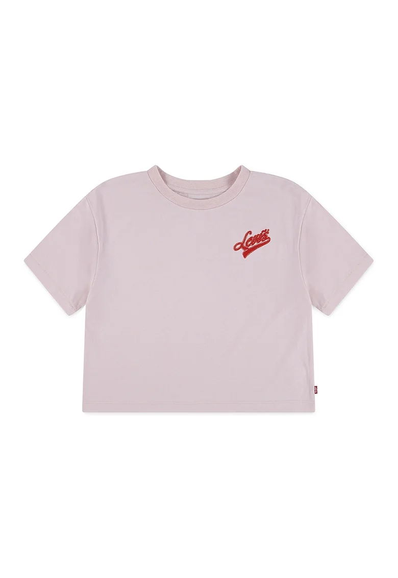 Tricou cu detaliu cu broderie logo, Roz pal