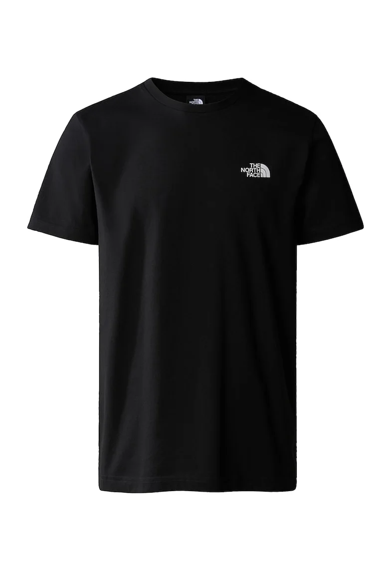 Tricou din amestec de bumbac cu decolteu la baza gatului, Negru