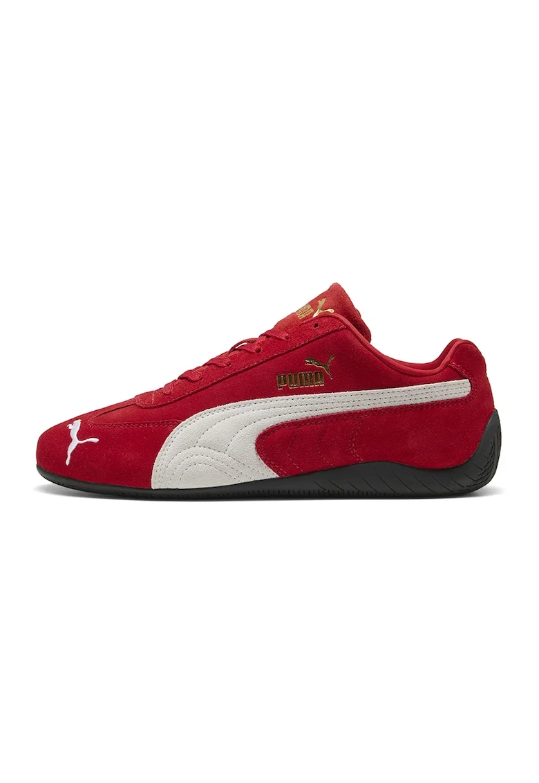 Pantofi sport Speedcat OG unisex din piele intoarsa, Alb/Auriu/Caramiziu