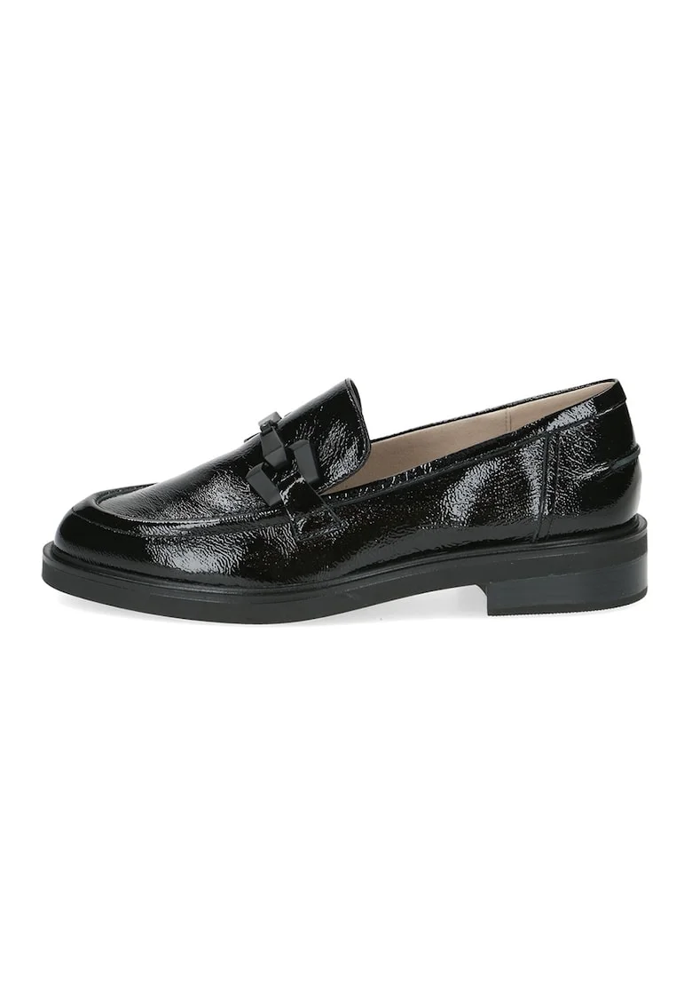 Pantofi loafer de piele cu detaliu metalic, Negru