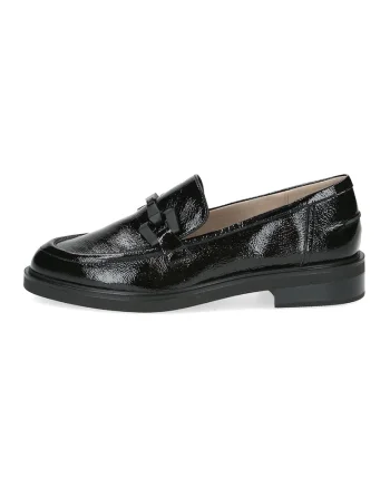 Pantofi loafer de piele cu detaliu metalic, Negru