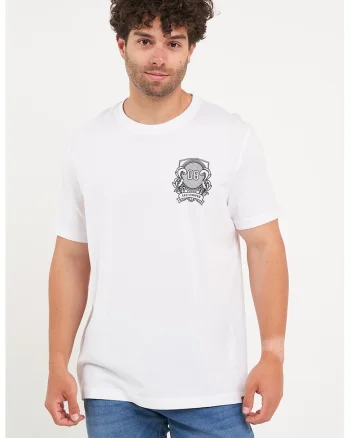 Tricou din bumbac cu imprimeu discret, Alb