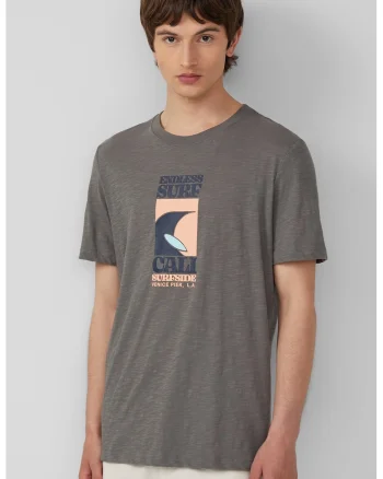 Tricou cu model grafic si imprimeu text, Gri