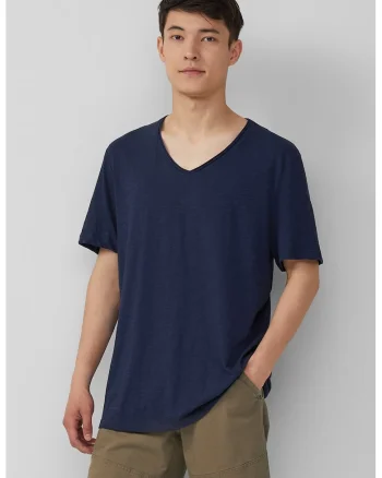 Tricou lejer cu decolteu in V, Bleumarin