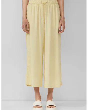 Pantaloni crop cu croiala ampla, Galben deschis