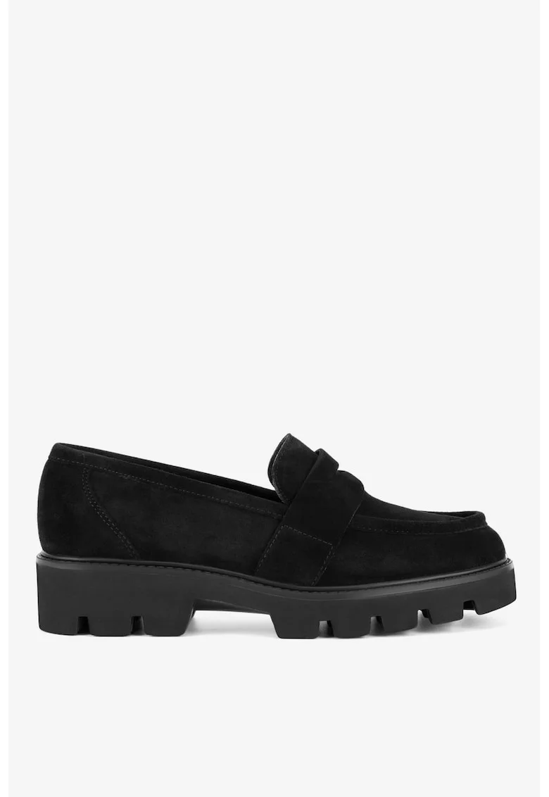 Mocasini dama  5903698620275, Piele intoarsa, Negru, Negru