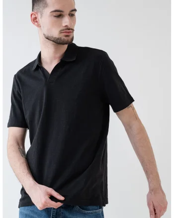 Tricou polo din amestec de bumbac de bumbac organic, Negru