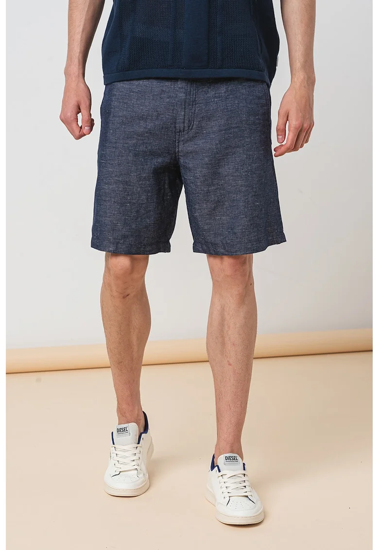 Pantaloni scurti chino din amestec de in Owen, Bleumarin