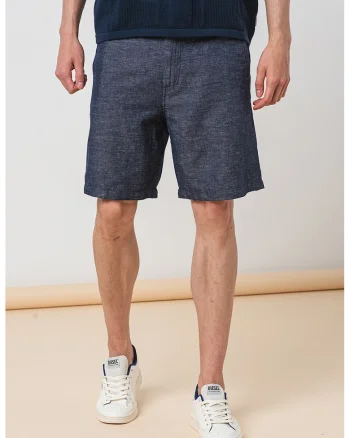 Pantaloni scurti chino din amestec de in Owen, Bleumarin