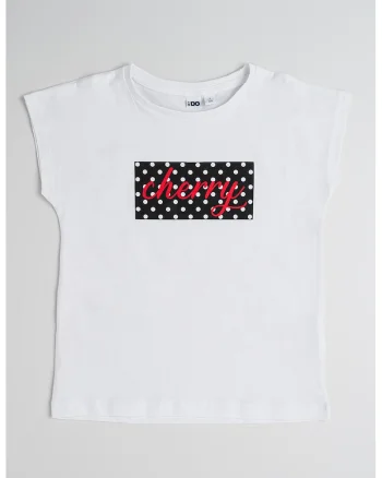 Tricou cu imprimeu text, Alb/Rosu inchis