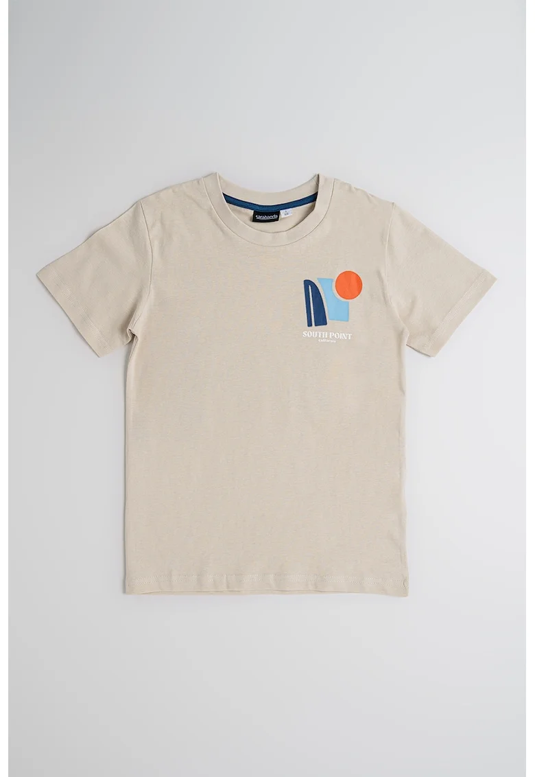 Tricou din bumbac cu imprimeu discret, Rosu/Grej/Albastru