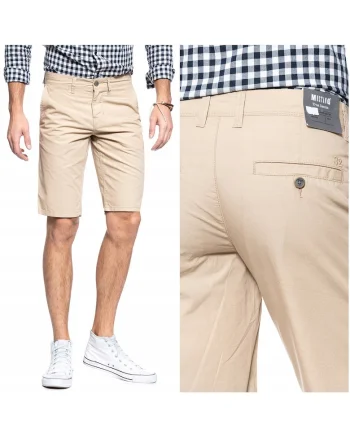 Shorts Din Material,  Classic Chino Short, Croi Regular, Compozitie Material: 100% Bumbac, Inaltimea Taliei: Medie, Numar De Buzunare: 5, 31 EU, Bej