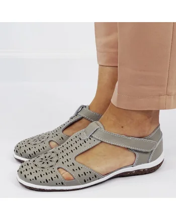 Balerini gri din piele naturala 5121 M5 17347, Gri