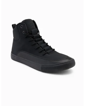 Pantofi sport din material textil cu insertii de piele ecologica, Negru