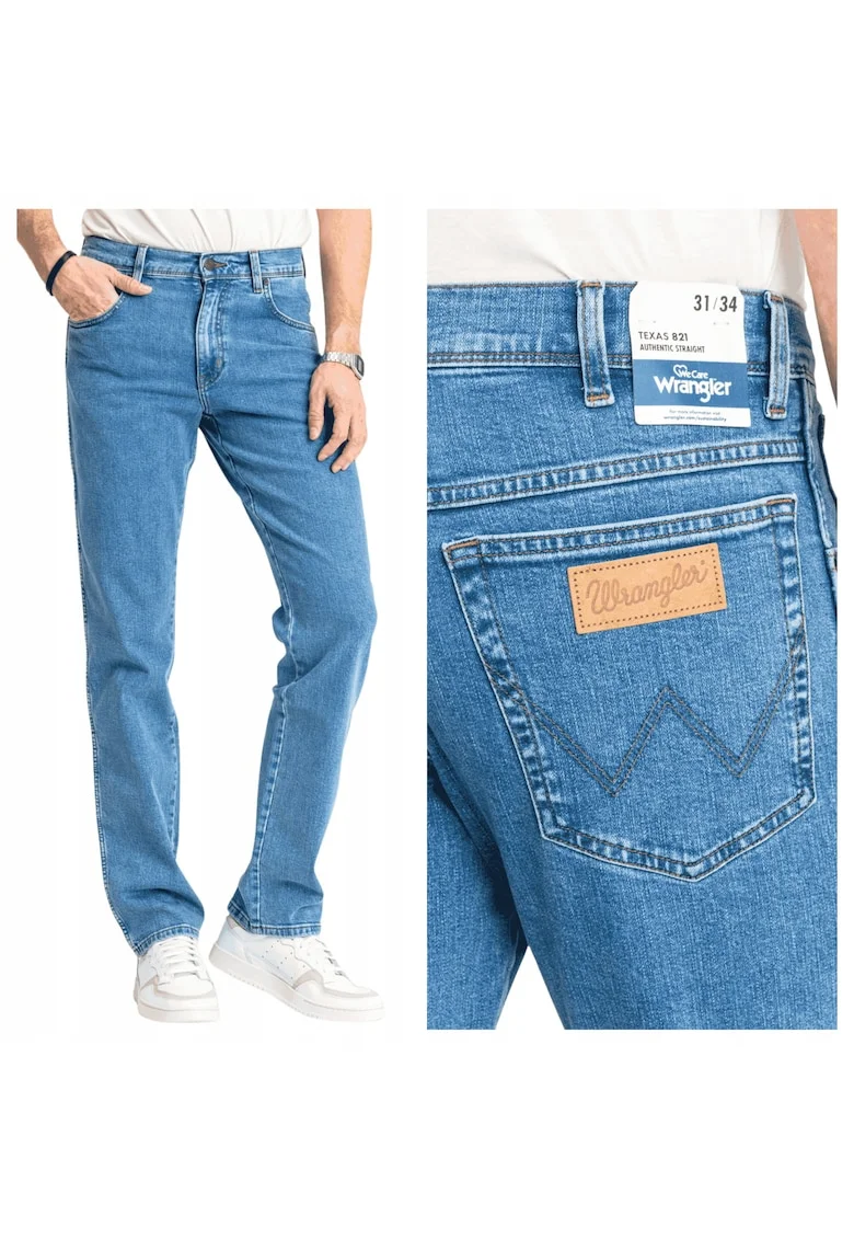 Blugi Barbati,  Texas, Straight Fit, Talie Media, Fermoar, Lungi, 5 Buzunare, Bumbac, W30-L34 US, Albastru
