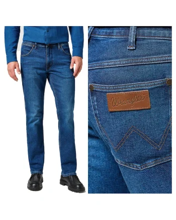 Blugi Barbati,  Greensboro, Straight Fit, Talie Media, Fermoar, Lungi, 5 Buzunare, Bumbac, W30-L34 US, Albastru