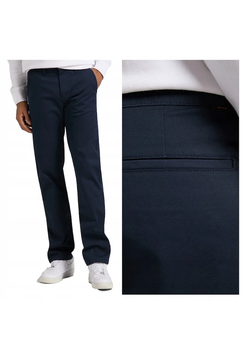 Blugi Barbati,  Regular Chino, Straight Fit, Talie Medie, Fermoar, Lungi, 5 Buzunare, Bumbac, W31-L32 US, Albastru