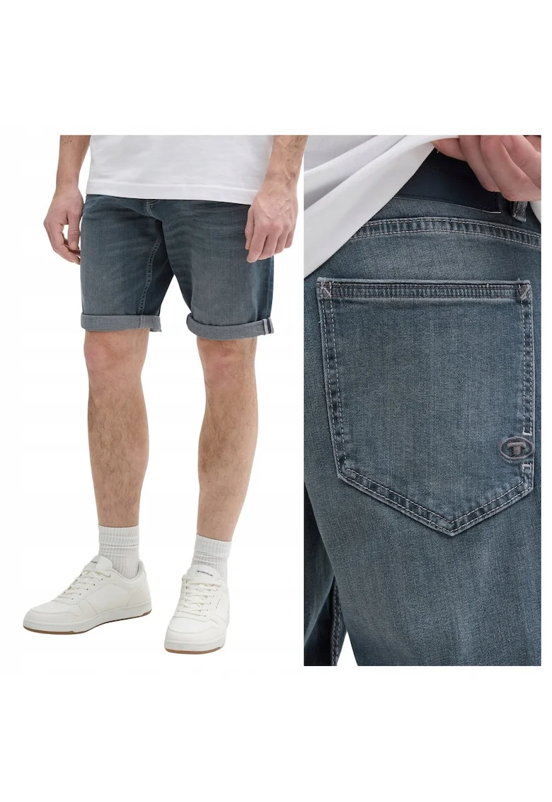 Blugi Barbati Scurti,  Josh, Straight Fit, Talie Medie, Fermoar, Lungi, 5 Buzunare, Bumbac, Elastan, W30-L30 US, Albastru