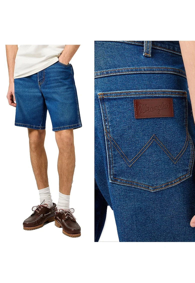 Blugi Barbati Scurti,  Frontier Short, Straight Fit, Talie Media, Fermoar, Scurti, 5 Buzunare, Bumbac, Albastru, Albastru