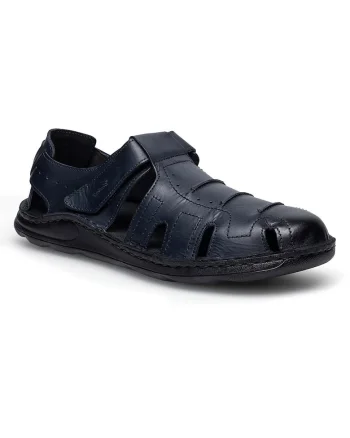 Sandale barbat,  piele naturala, bleumarin, inchidere velcro