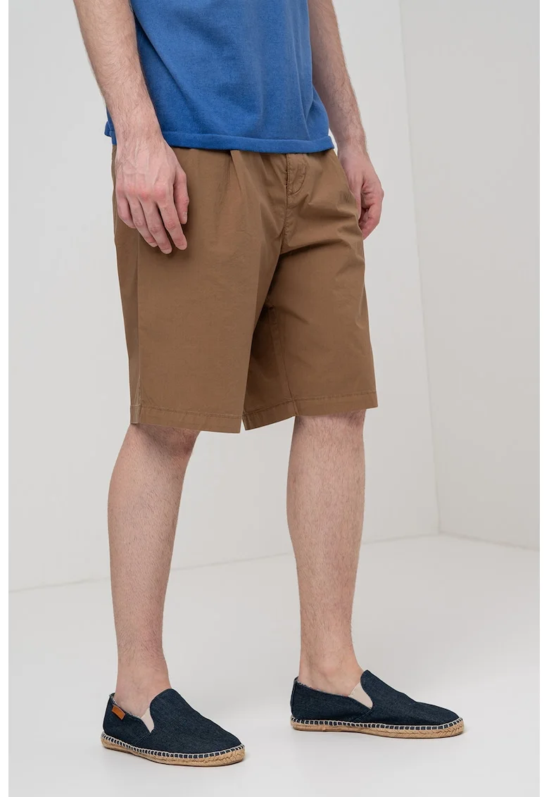 Pantaloni trei sferturi din amestec de bumbac, Maro deschis