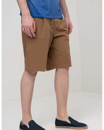 Pantaloni trei sferturi din amestec de bumbac, Maro deschis