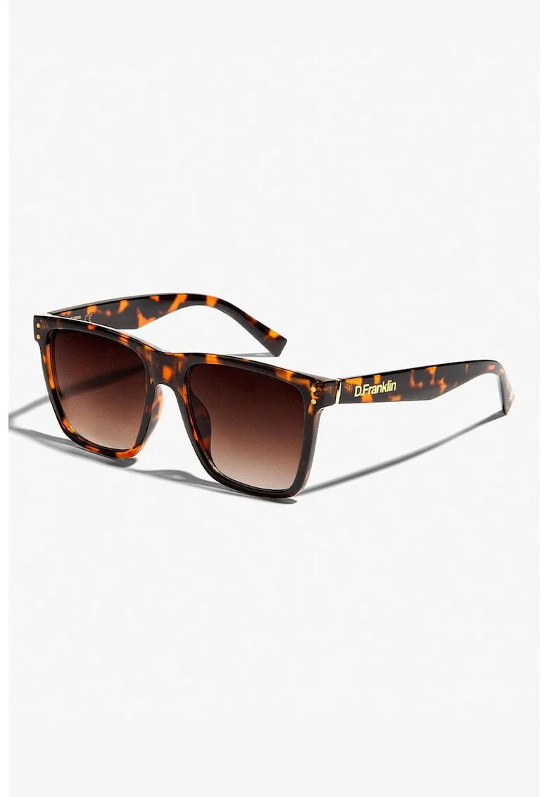 Ochelari de soare unisex cu lentile in degrade, Negru/Portocaliu