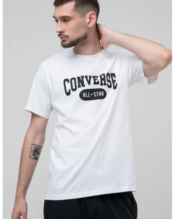 Tricou cu imprimeu pe piept Retro, Alb