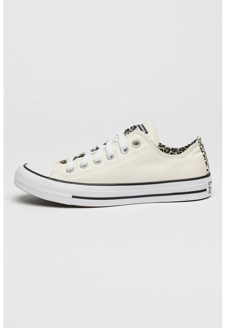 Pantofi sport low-cut cu detalii animal print Canvas, Crem